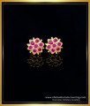 ERG1554 - Impon Traditional Flower Design 7 Stone Ruby Earrings Designs for Daily Use 