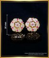 ERG1555 - Impon Five Metal Flower Design White Stone Stud Earrings for Women 