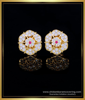 ERG1556 - Impon Gold Stone Flower Design Panchaloha Earrings Online Shopping 
