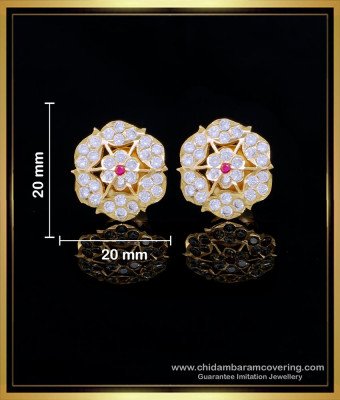 ERG1556 - Impon Gold Stone Flower Design Panchaloha Earrings Online Shopping 