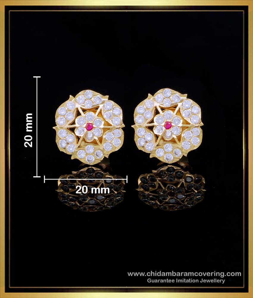 ERG1556 - Impon Gold Stone Flower Design Panchaloha Earrings Online Shopping 