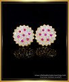 ERG1558 - Traditional Panchaloha Earrings Flower Design White Stone Studs for Women