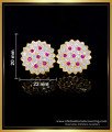 ERG1558 - Traditional Panchaloha Earrings Flower Design White Stone Studs for Women