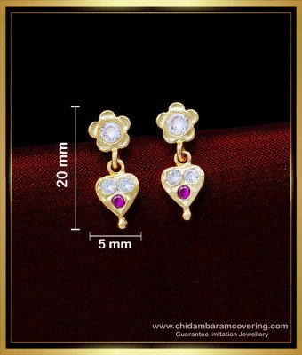 ERG1559 - Impon Pink and White Stone Daily Wear Small Stud Earrings for Kids Girl