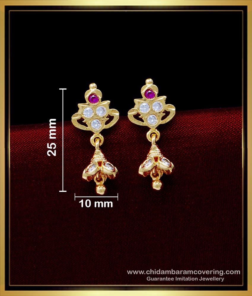 ERG1560 - Cute Impon Daily Use Small Stone Jhumkas Earrings for Kids Girl