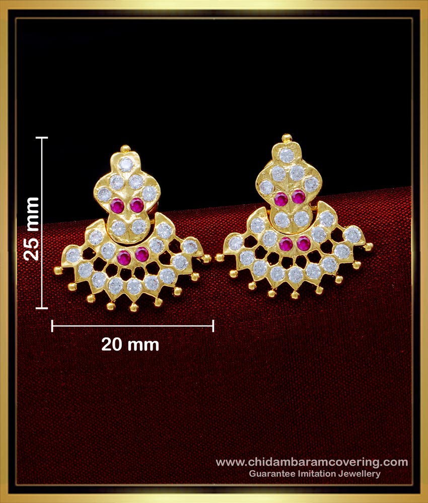 ERG1561 - Attractive 5 Metal Gold Look Stone Earrings Impon Kammal Online Shopping