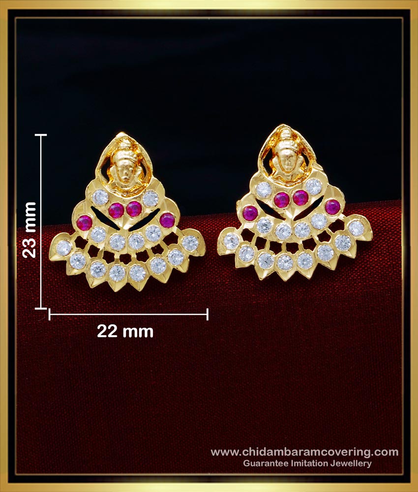 ERG1563 - Traditional Impon Jewellery Gold Lakshmi Stud Designs for Women 