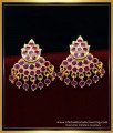 ERG1565 - Panchaloha Ruby Stone Earrings Impon Kal Thodu Design for Women