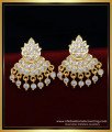 ERG1566 - Impon White Stone Gold Plated Earrings Best Imitation Jewellery Online 