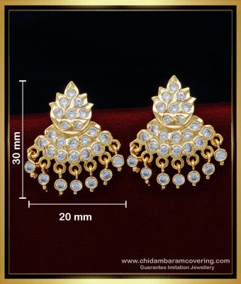 ERG1566 - Impon White Stone Gold Plated Earrings Best Imitation Jewellery Online 