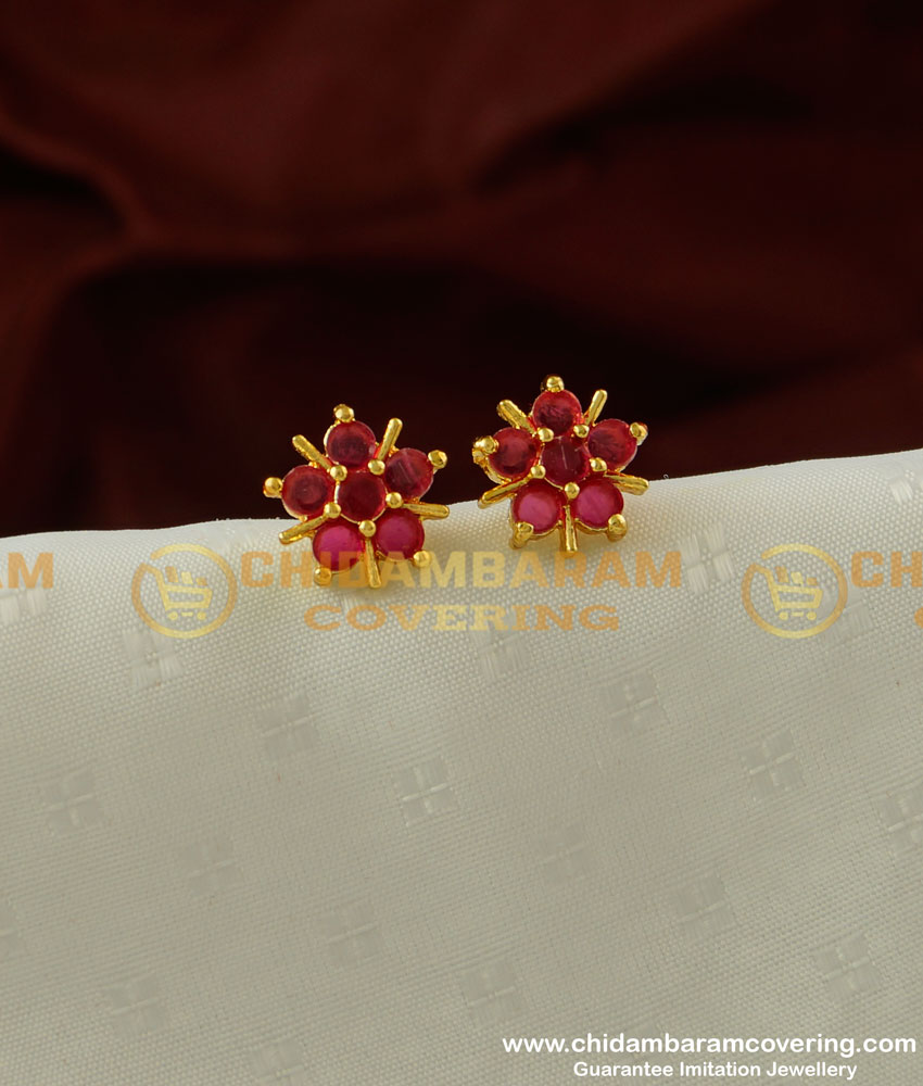 ERG207 - Stylish Women Full Ruby Stone Classical Design Studs for Women
