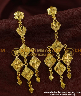 ERG228 - Stunning Gold Plain Big Long Dangle Earring for Women 