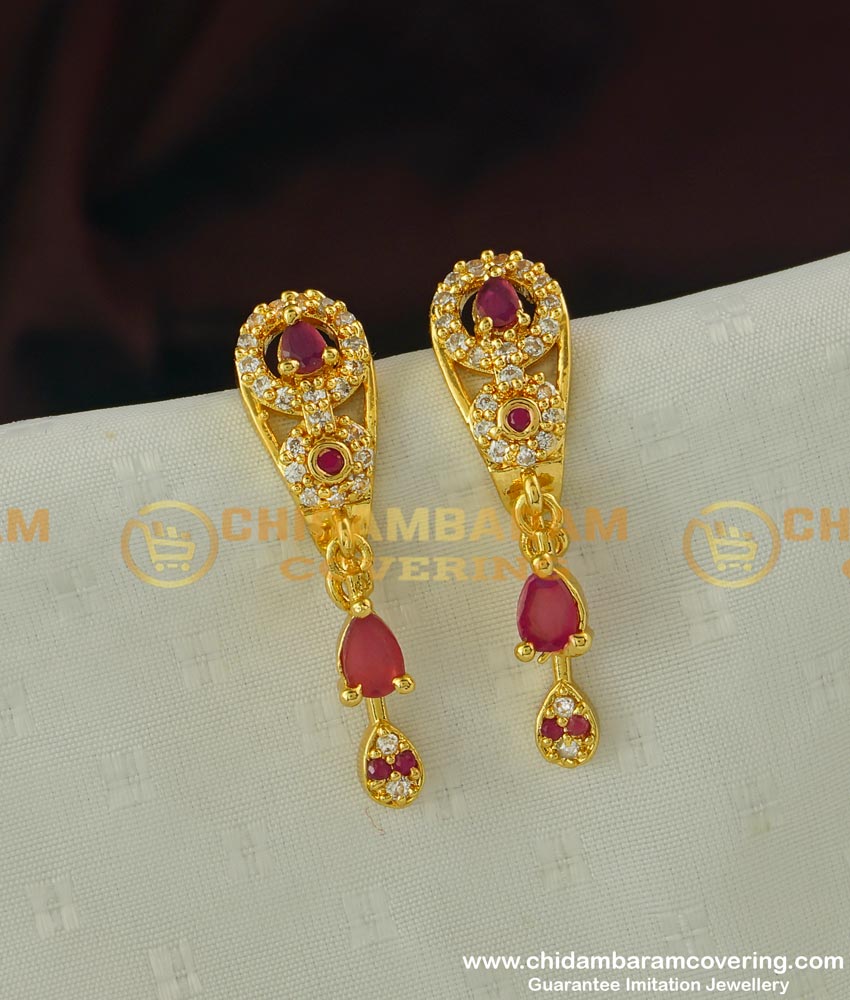 ERG303 - Party Wear Cubic Zirconia Earring Design One Gram Gold Earring Online