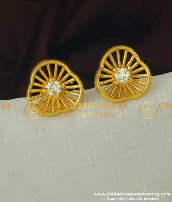 ERG318 - Fashionable American Diamond Floral Design One Gram Gold Stud Online