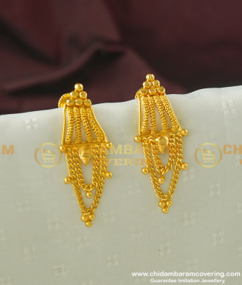 ERG321 - Simple Daily Wear Light Weight Earring Designs One Gram Gold Buy Online