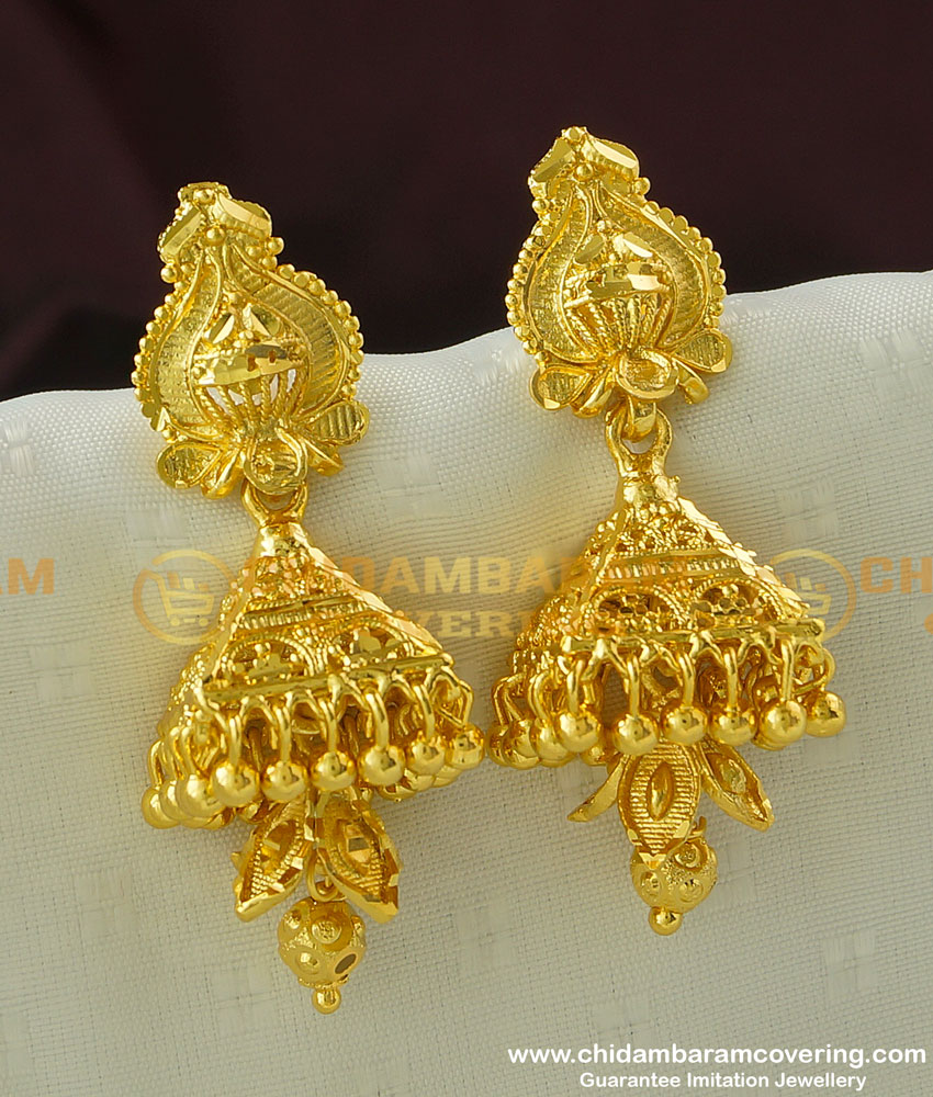 Erg326 - New Gold Design Pyramid Jhumkas One Gram Gold Function Wear Jhumki Buy Online