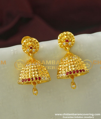 ERG344 - Elegant Look Fashionable Designer CZ Stone Jhumkas Earing for Women