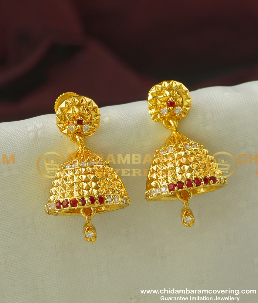ERG344 - Elegant Look Fashionable Designer CZ Stone Jhumkas Earing for Women