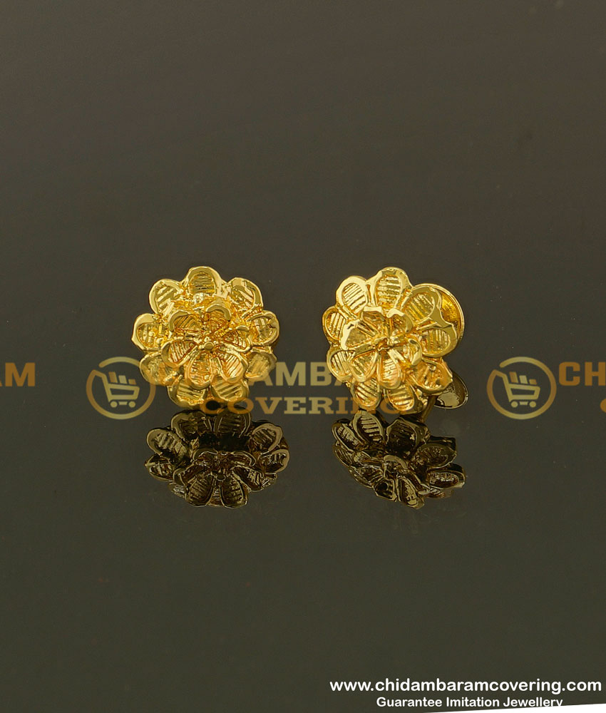 ERG348 - Daily Wear Medium Size Flower Stud Design Imitation Earrings Online