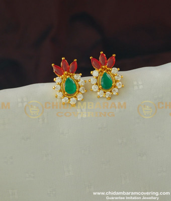 ERG363 - Unique Multi Stone Pineapple Design Stud Earring Buy Online