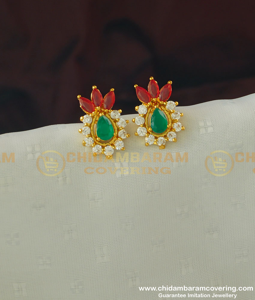 ERG363 - Unique Multi Stone Pineapple Design Stud Earring Buy Online