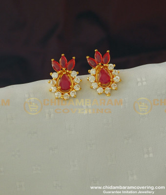 ERG364 - Unique White Ruby Stone Pineapple Design Stud Earring Buy Online