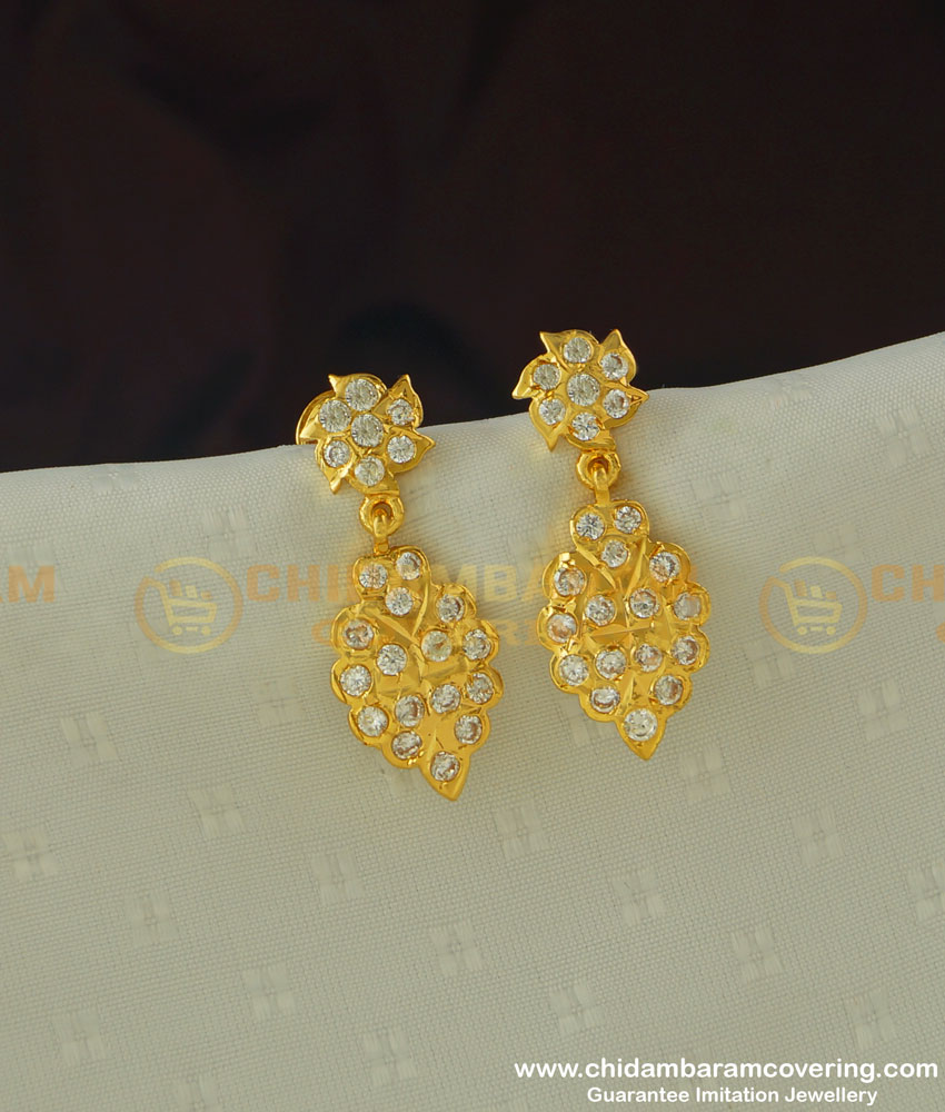 ERG380 - Traditional Design Full Ad Stone Impon Earring Design for Girls 