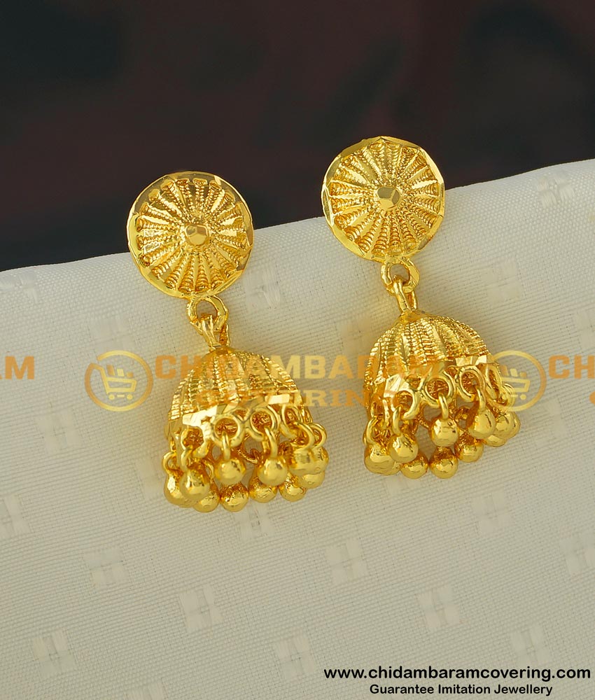 ERG403 - Latest One Gram Gold Medium Size Jhumkas Designs Online Collections
