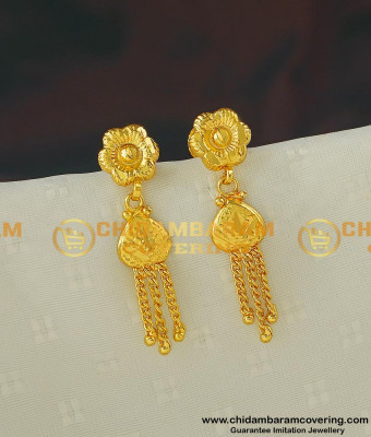 ERG408 - Pretty Flower Design Daily Wear Gold Plated Light Weight Earring for School Girls