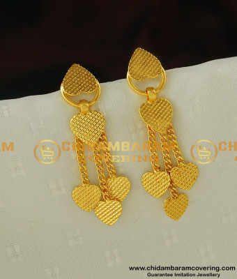 ERG409 - Stylish Heart Design Light Weight Long Dangle Earring Collection Online