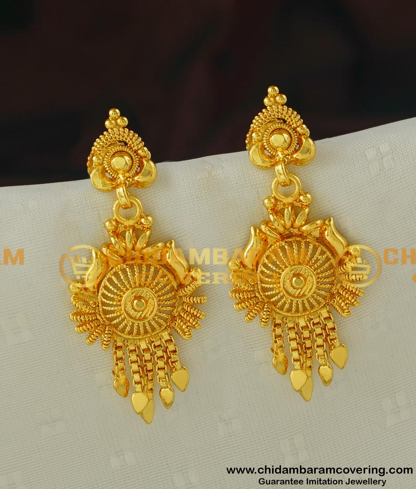 ERG423 - Beautiful Look Gold Earring Design One Gram Gold Jewellery Buy Online
