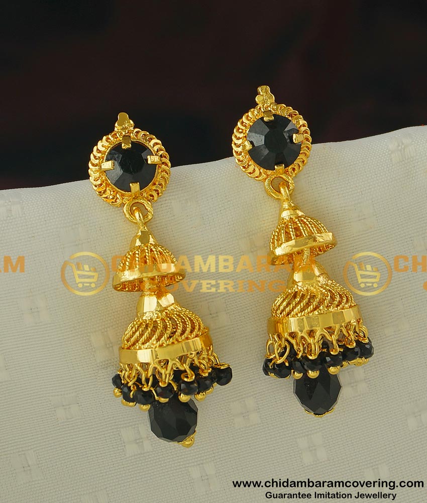 Erg425 - New Collection Black Beads with Black Stone Function Wear 2 Step Jhumki Buy Online