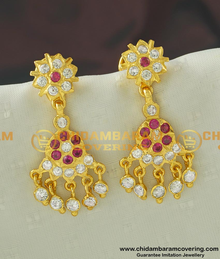 ERG434 - New Design Gold Design Stone Long Danglers Impon Earrings Best Price Buy Online