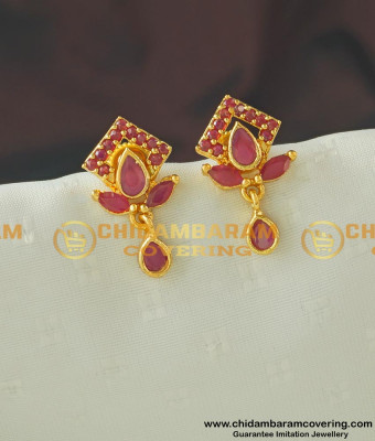 ERG436 - Cute Small High Quality Full Ruby Stone Earring Buy Online