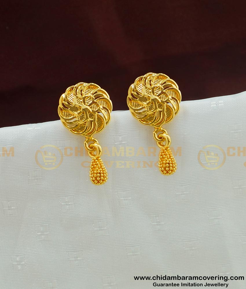 ERG452- Kerala Style Flower Design Trendy Earrings Model Gold Plated Jewellery 
