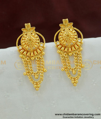 ERG454 - Simple Daily Wear Light Weight Earring Designs One Gram Gold Stud Earring Online