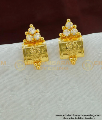 ERG468 - Latest American Diamond Lakshmi Devi Stud Earrings Imitation Jewelry 
