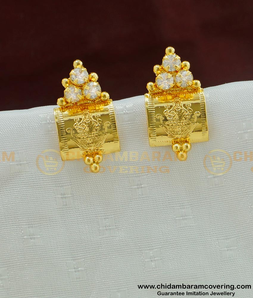 ERG468 - Latest American Diamond Lakshmi Devi Stud Earrings Imitation Jewelry 