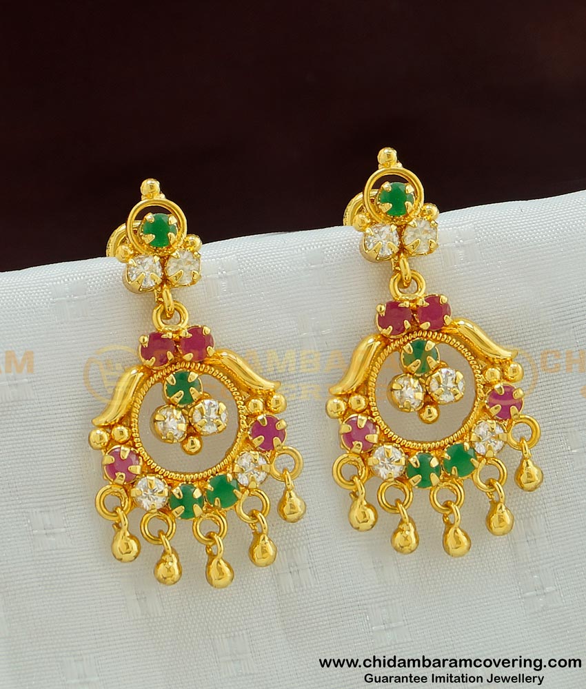 ERG490 - Latest Ad Multi Stone Earring One Gram Imitation Jewelry  