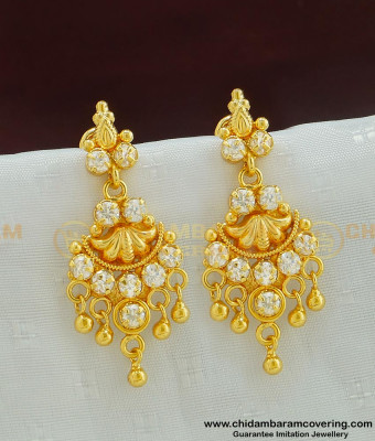 ERG492 - Stunning Gold American Diamond Gold Earring Design for Wedding