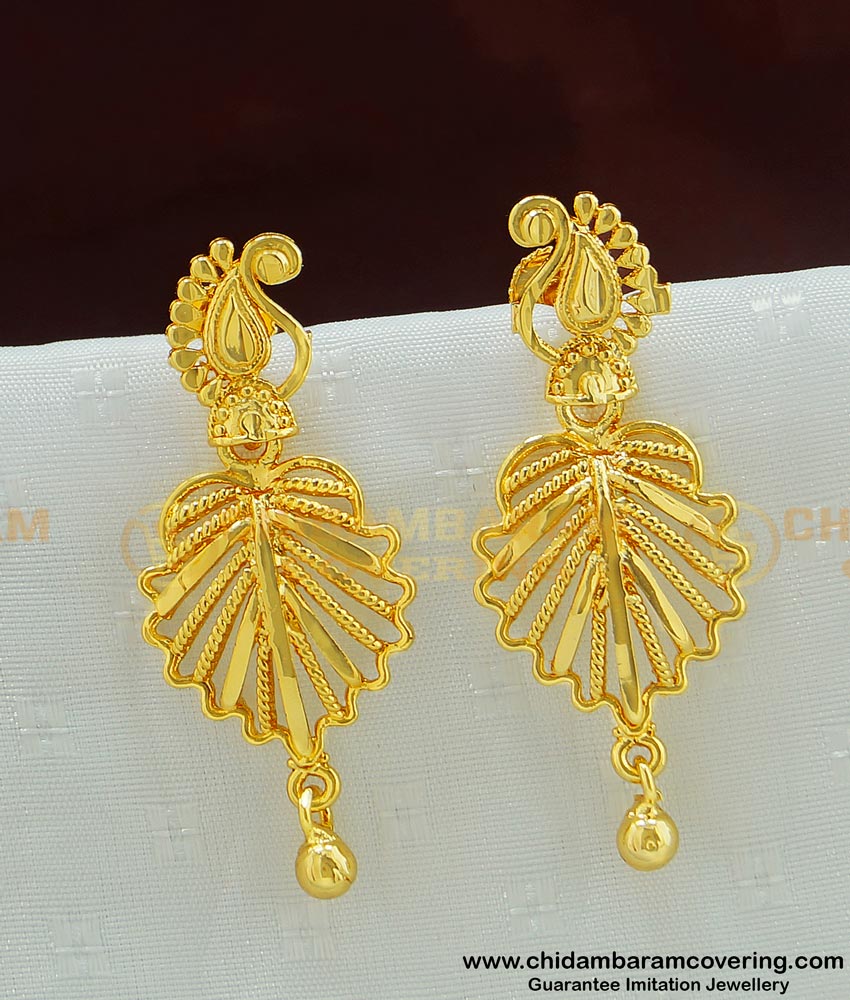 ERG500 - Latest Real Gold Leaf Design Dangler Gold Plated Guaranteed Earring Online Shopping