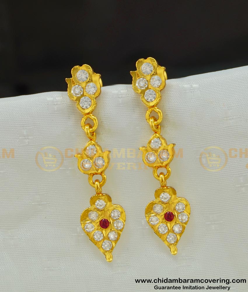 ERG512 - New Design five metal Stone Long Danglers Indian Gold Stone Impon Earrings