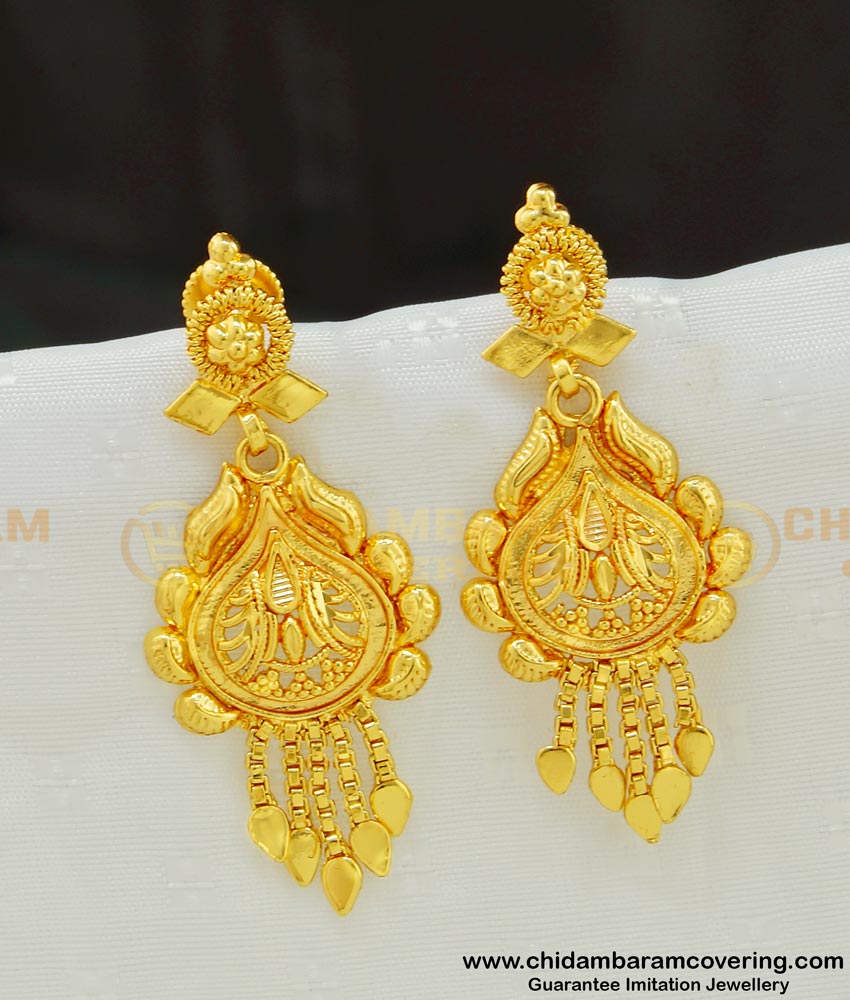 ERG541 - Daily Wear Light Weight Gold Inspired Earrings Gold Covering Jewellery 