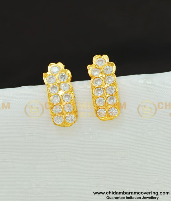 ERG571 - Stunning Gold Five Metal Full White Stone Daily Wear Studs Earring