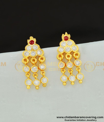 ERG577 - Attractive Five Metal Hanging Stone Drops Earrings Design Indian Jewellery