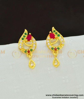ERG600 - New Model Multi Stone Chidambaram Covering Small Ear Tops for Girls