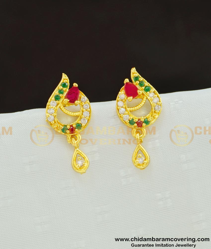 ERG600 - New Model Multi Stone Chidambaram Covering Small Ear Tops for Girls