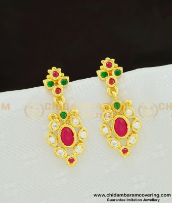 ERG620 - Latest Collection Ad Multi Stone Dangler Earring Design One Gram Imitation Jewelry 