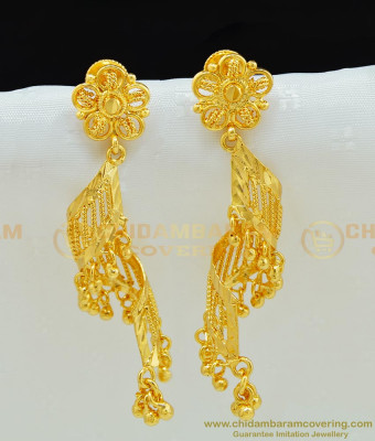ERG658 - Latest Model Gold Spiral Twist Earrings Design One Gram Guaranteed Earrings Buy Online