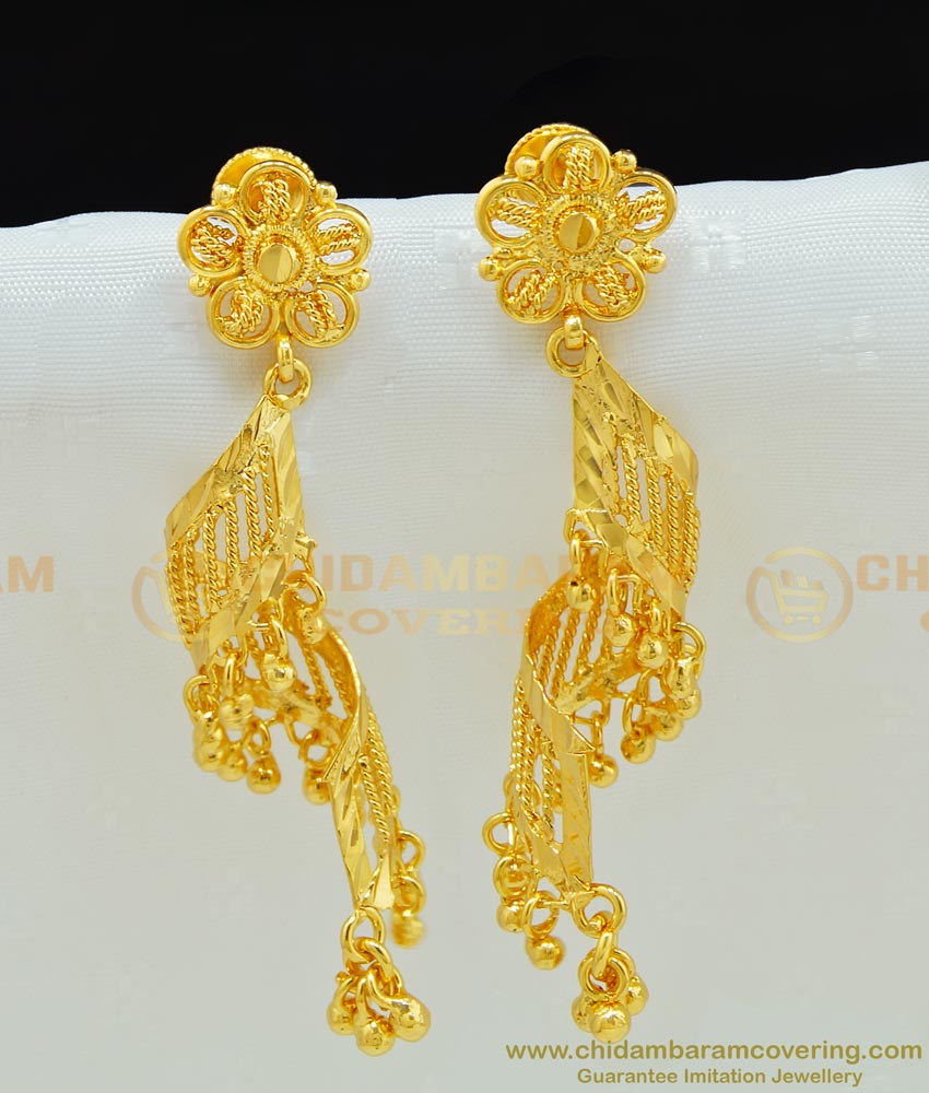 ERG658 - Latest Model Gold Spiral Twist Earrings Design One Gram Guaranteed Earrings Buy Online